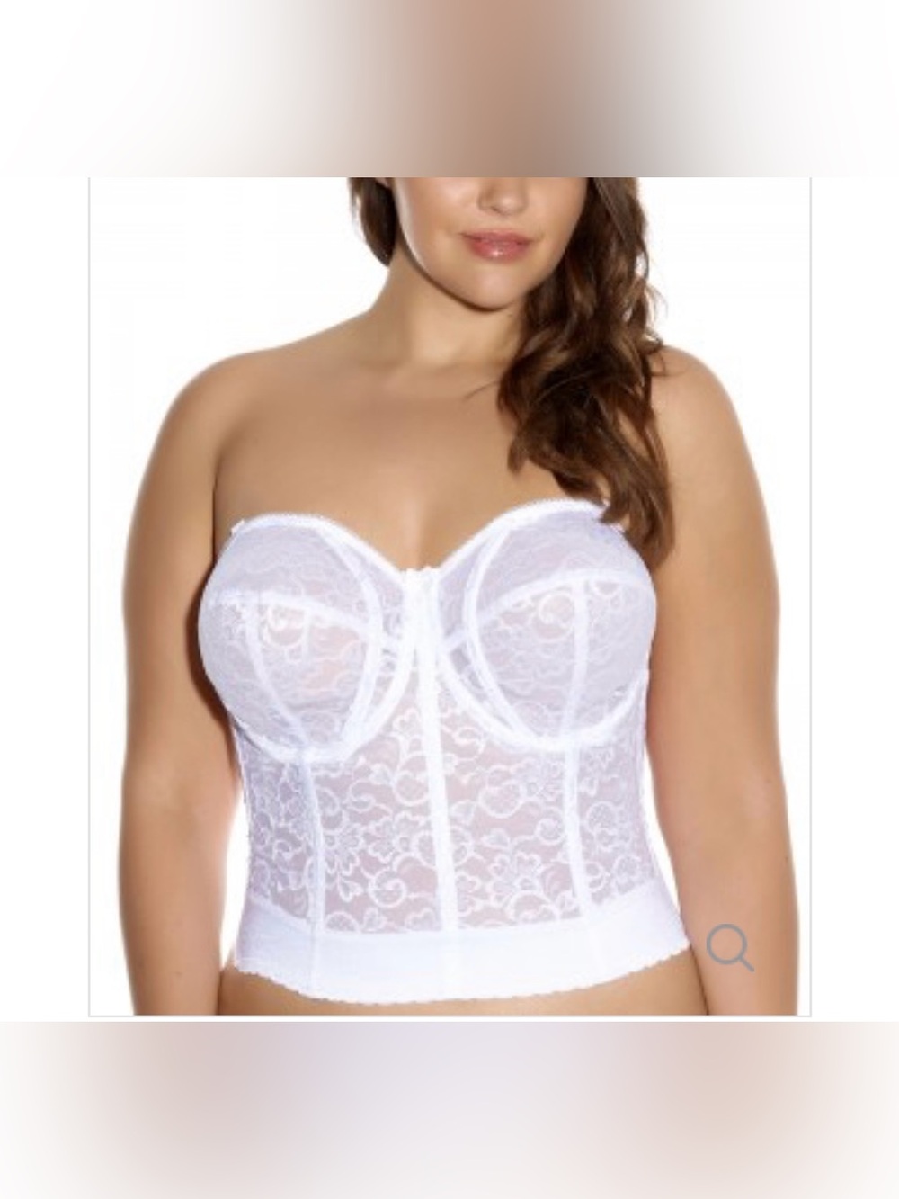 Goddess Size 44FF White Floral Strapless Corset Bra Style #GD0689-NEW, With Tags